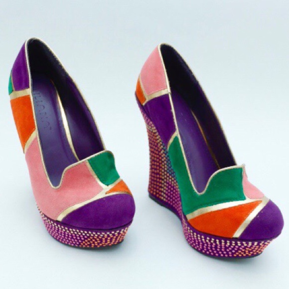 Multicolor Studed Wedges!!!💚💕🧡💜